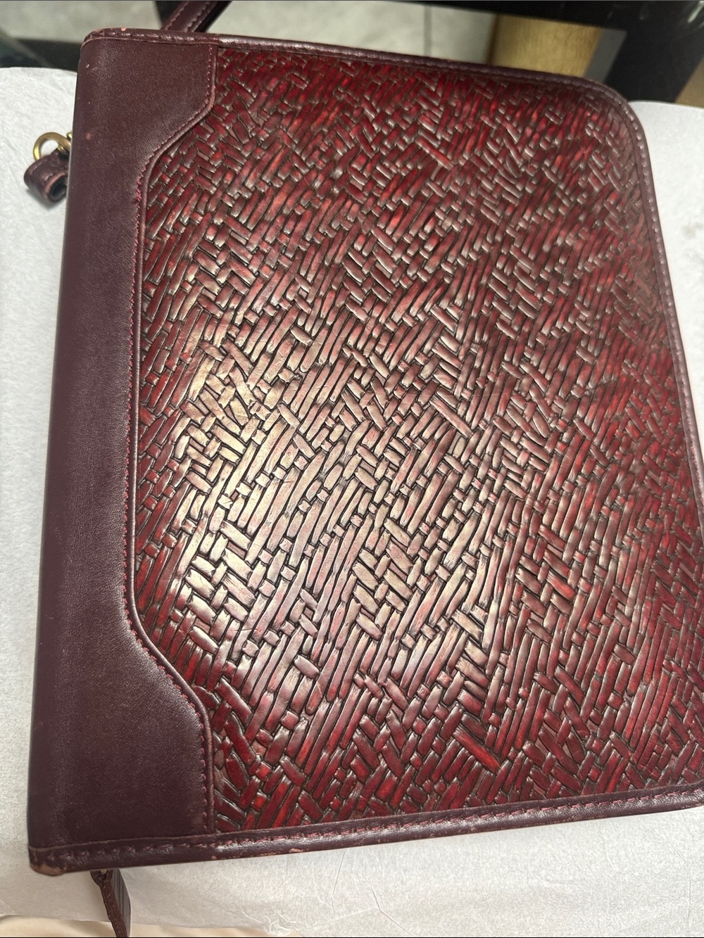 Franklin Men's Burgundy Woven Leather Planner